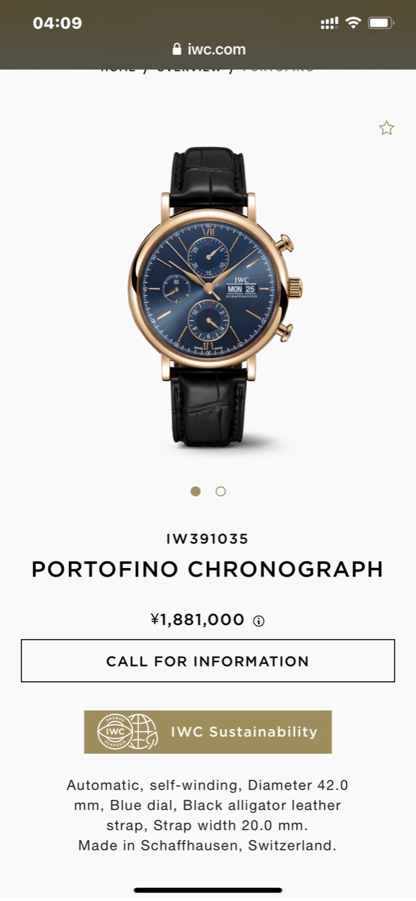 IWC IW391035 PORTOFINO CHRONOGRAPH