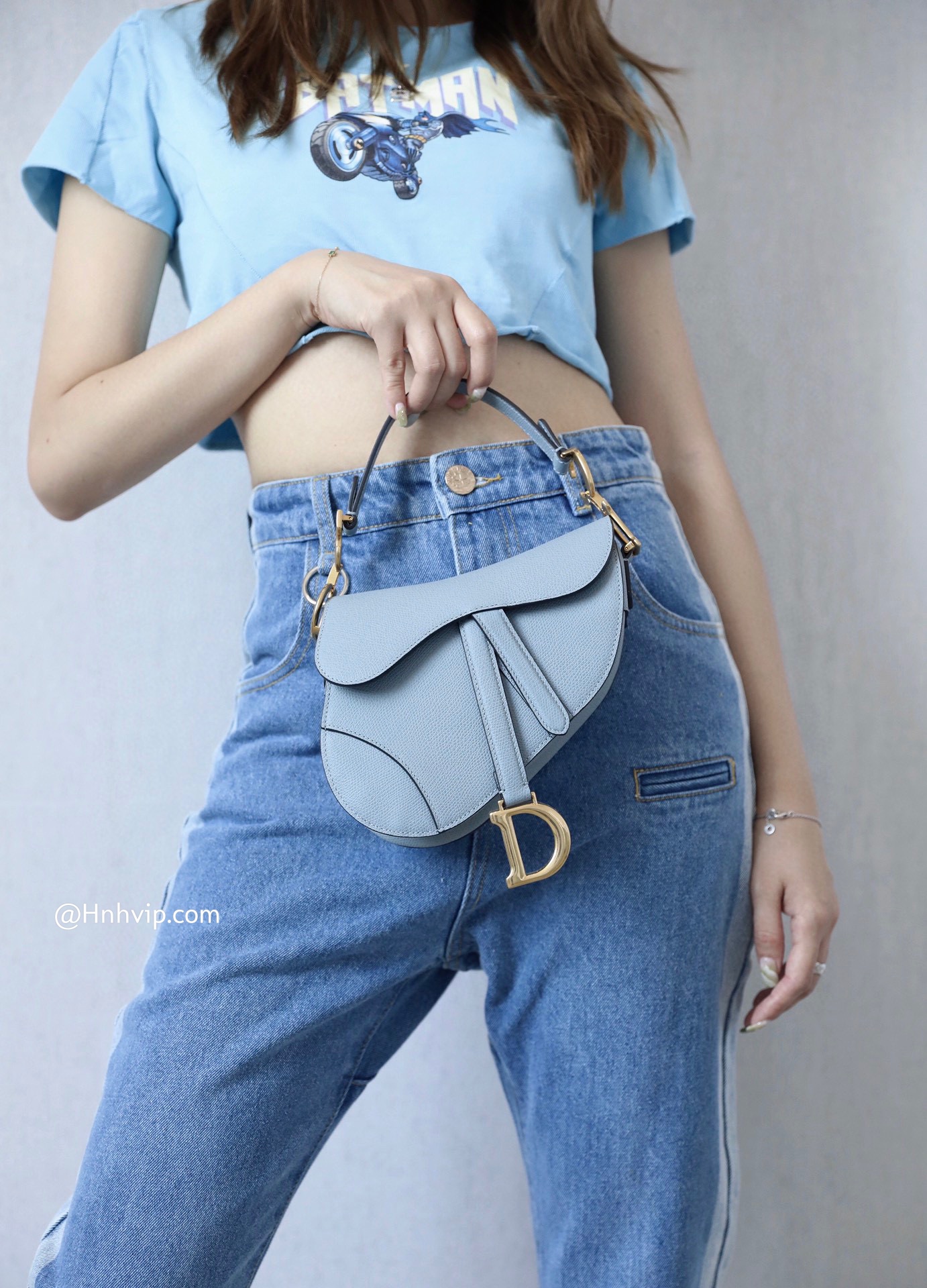 DIOR Mini SADDLE BAG Denim Blue Grained Calfskin