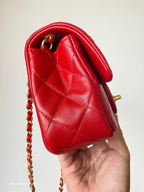 Chanel Classic Flap Runway Square small Pearl Crush Lambskin Leather