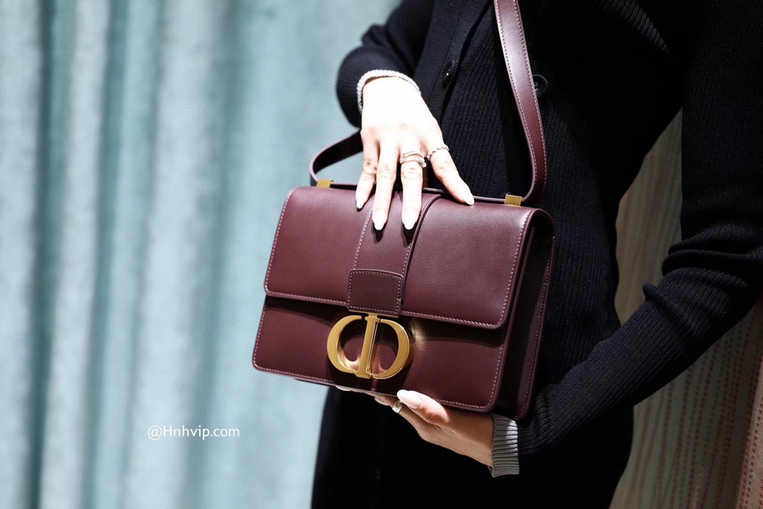 DIOR 30 MONTAIGNE BAG Burgundy Box Calfskin