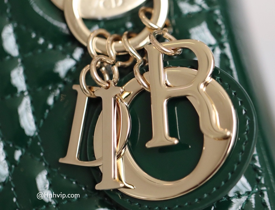 MINI LADY DIOR BAG Pine Green Patent Cannage Calfskin