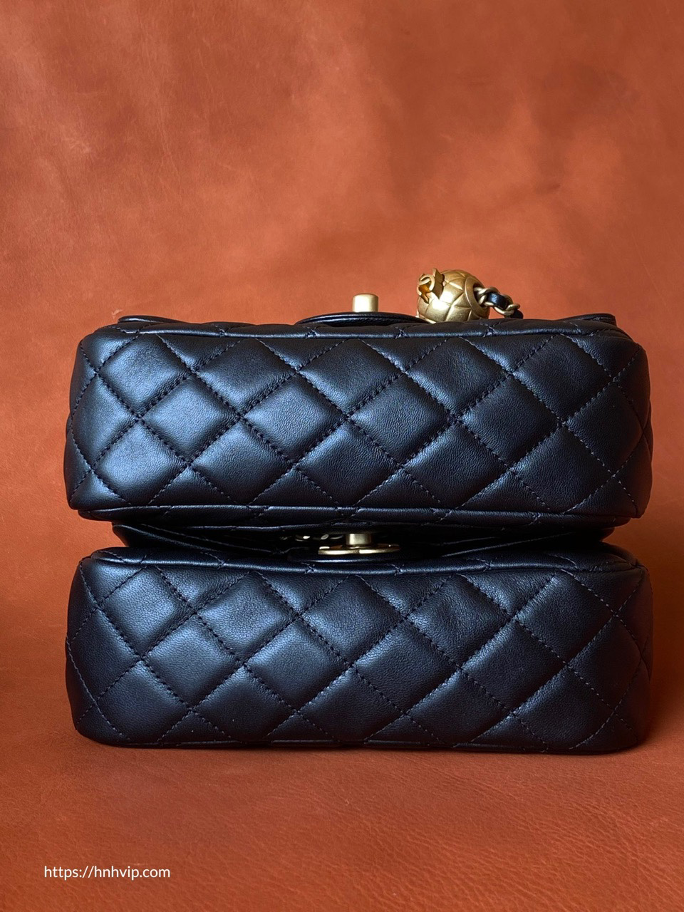 Chanel Classic Flap Runway Square small Pearl Crush Lambskin Leather