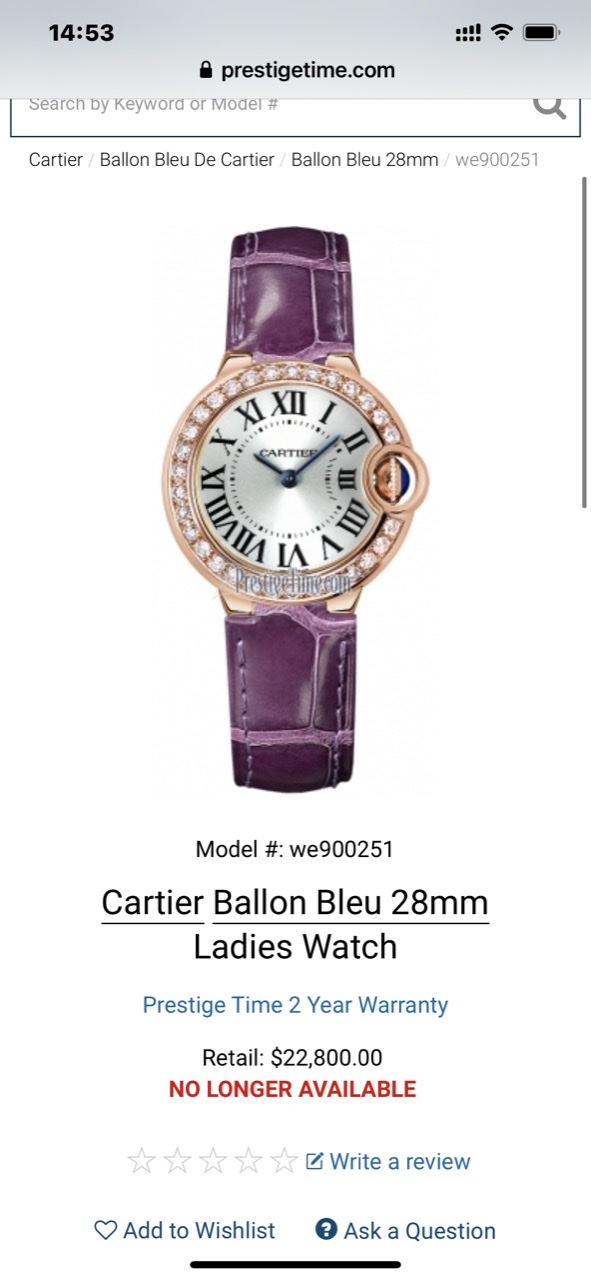 BALLON BLEU DE CARTIER WACTH WE900151