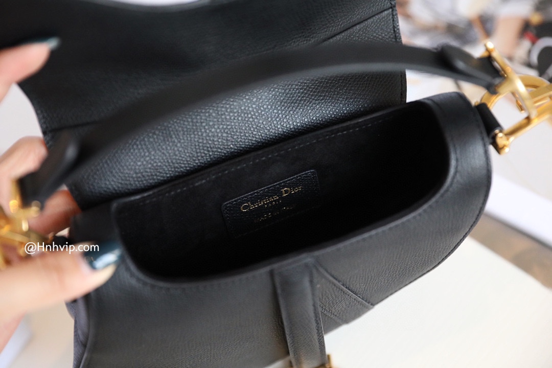 DIOR MINI SADDLE BAG Black Grained Calfskin