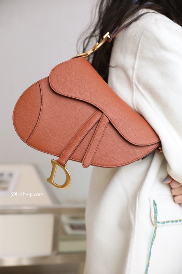 DIOR Mini SADDLE BAG Dark Tan Grained Calfskin