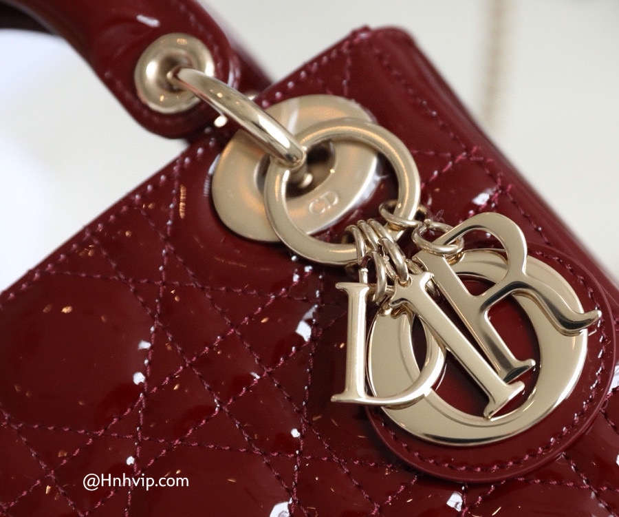 MINI LADY DIOR BAG Brick Red Patent Cannage Calfskin