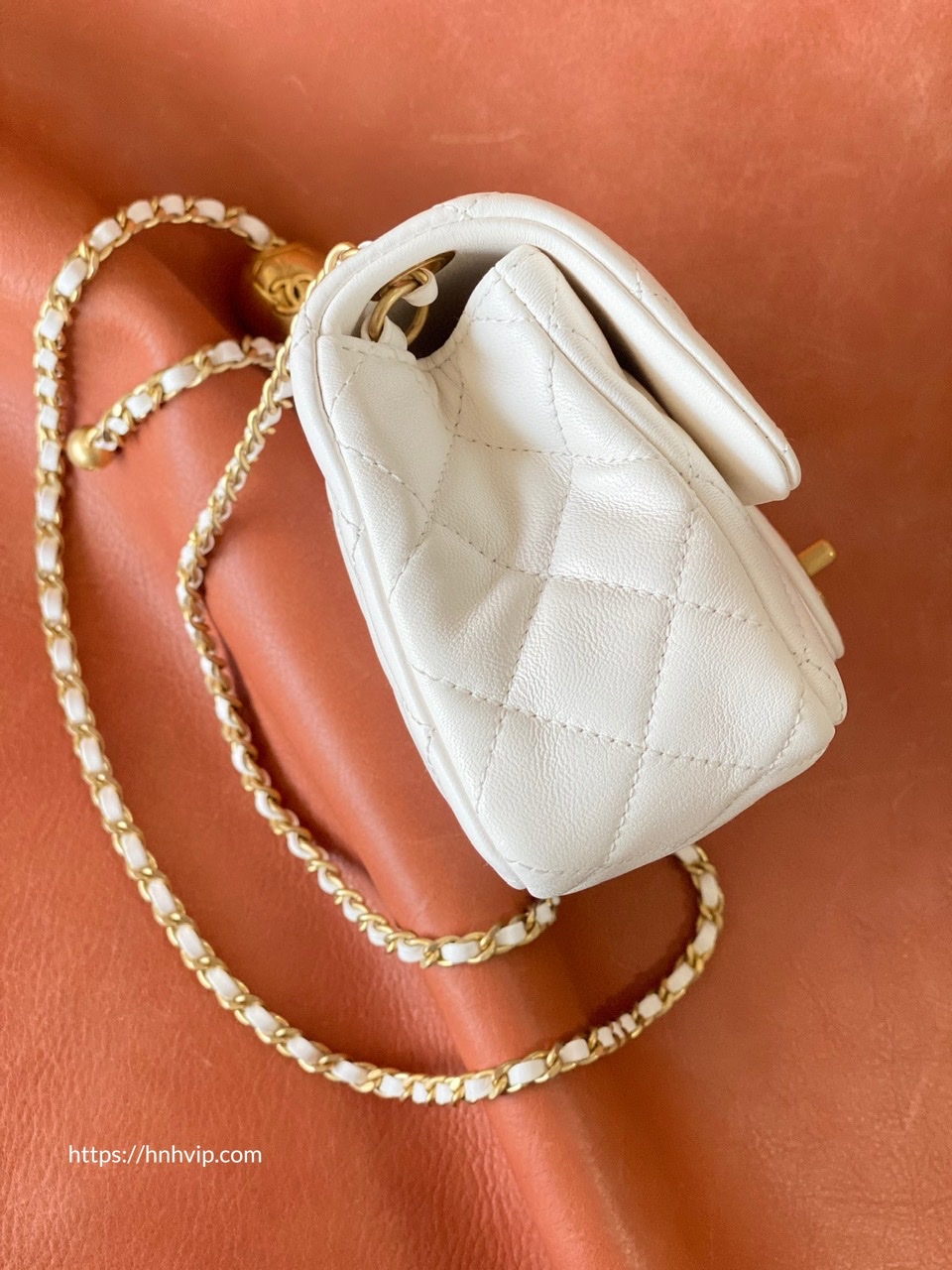 Chanel Classic Flap Runway Square small Pearl Crush Lambskin Leather