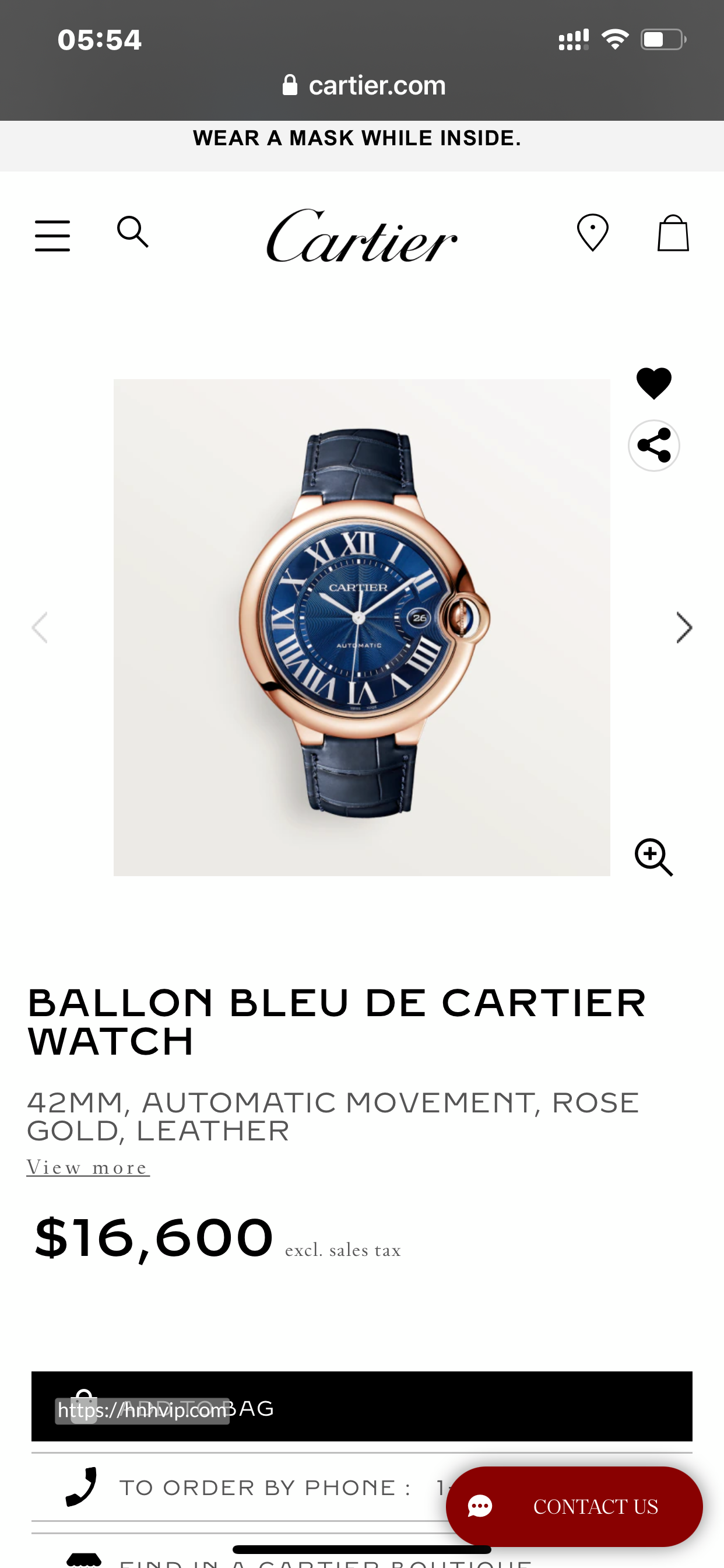 BALLON BLEU DE CARTIER WATCH WGBB0036