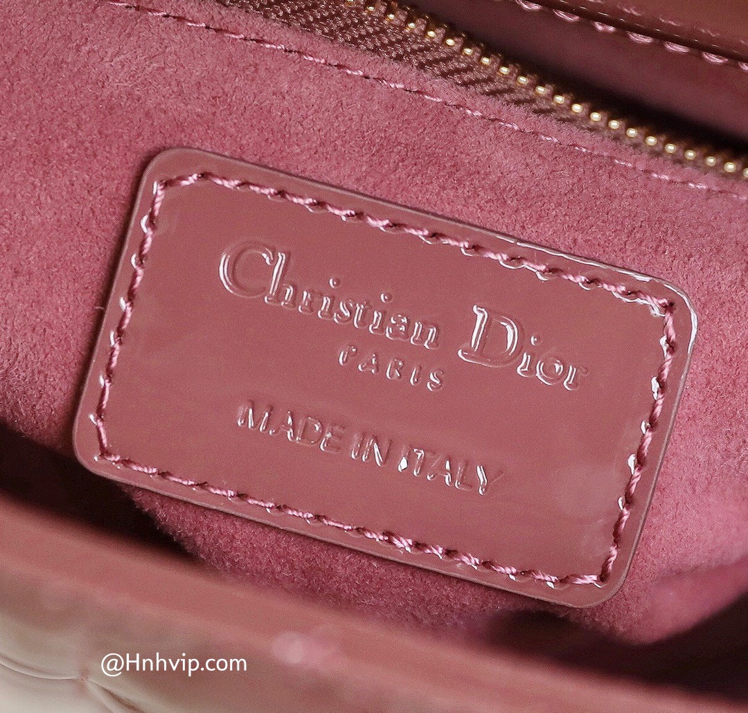 MINI LADY DIOR BAG Peach Blossom Pink Patent Cannage Calfskin