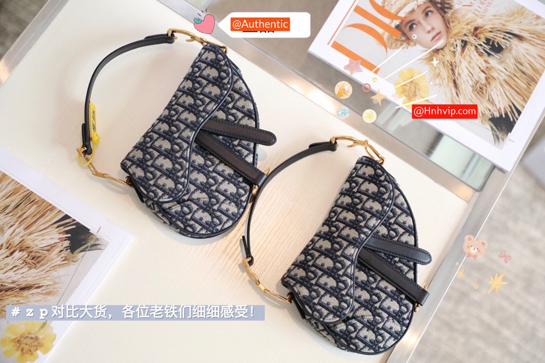 DIOR MINI SADDLE BAG Blue Dior Oblique Jacquard