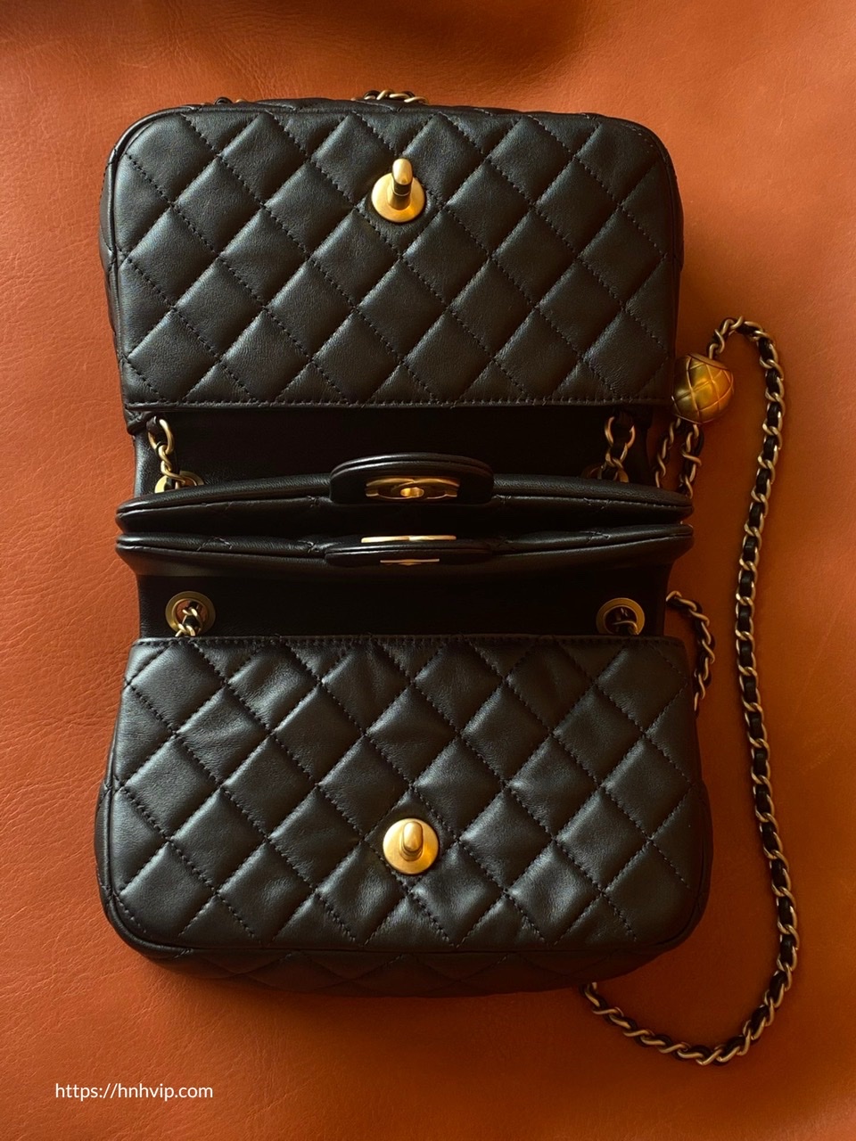 Chanel Classic Flap Runway Square small Pearl Crush Lambskin Leather