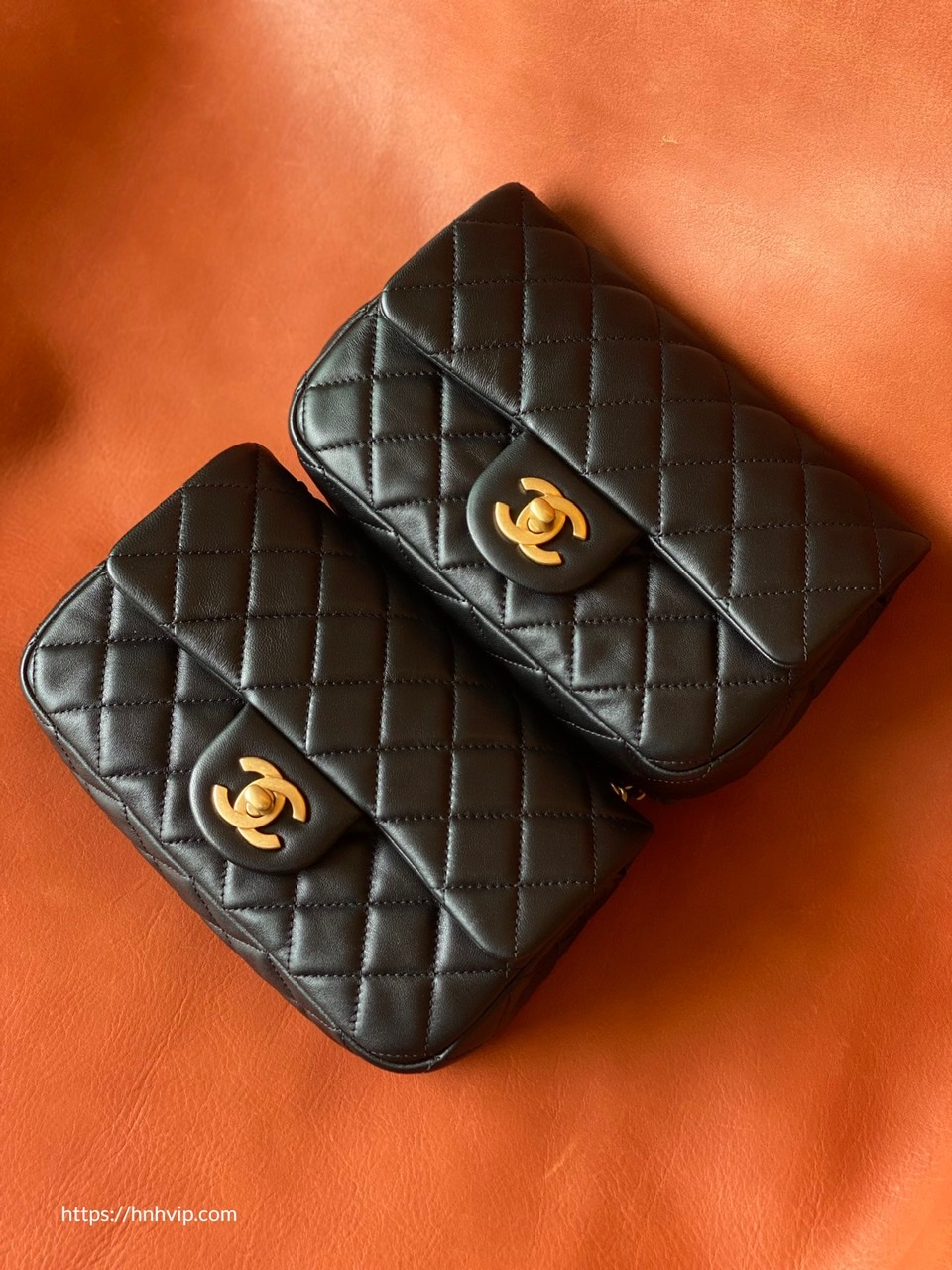 Chanel Classic Flap Runway Square small Pearl Crush Lambskin Leather