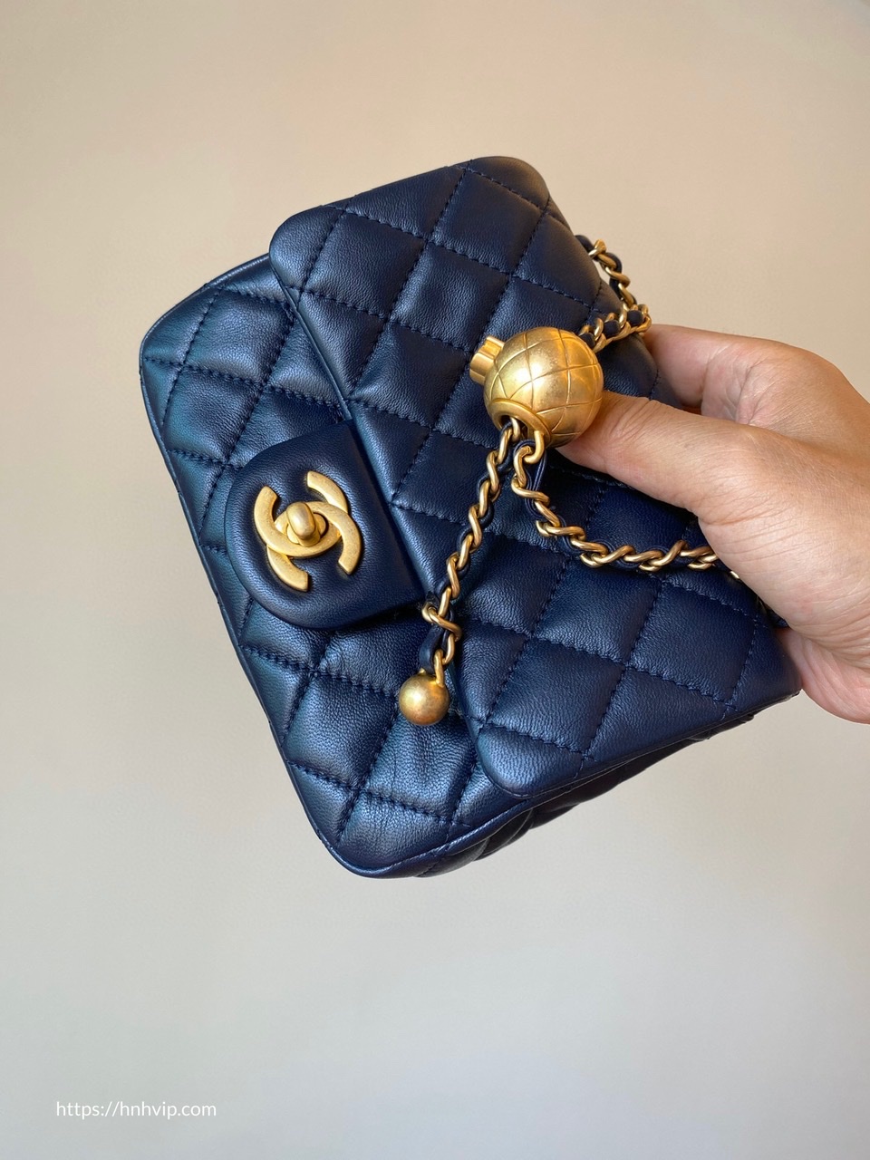 Chanel Classic Flap Runway Square Mini Pearl Crush Lambskin Leather