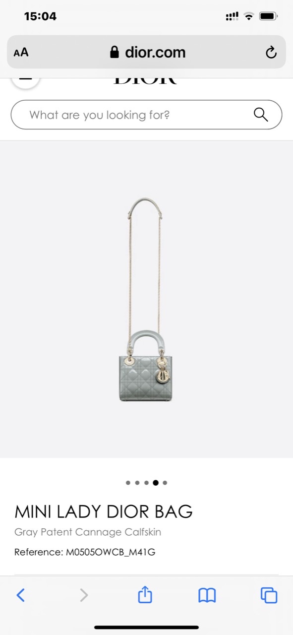 MINI LADY DIOR BAG Gray Patent Cannage Calfskin