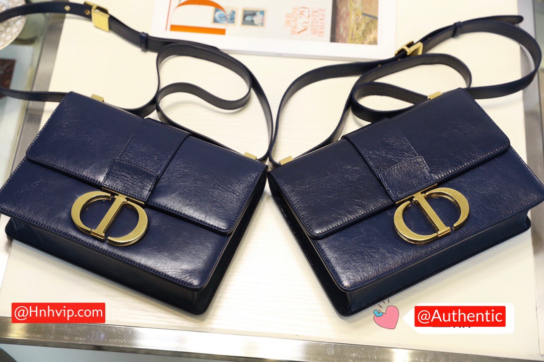 DIOR Indigo blBlue 30 Montaigne Shiny Crinkled Lambskin Flap Bag