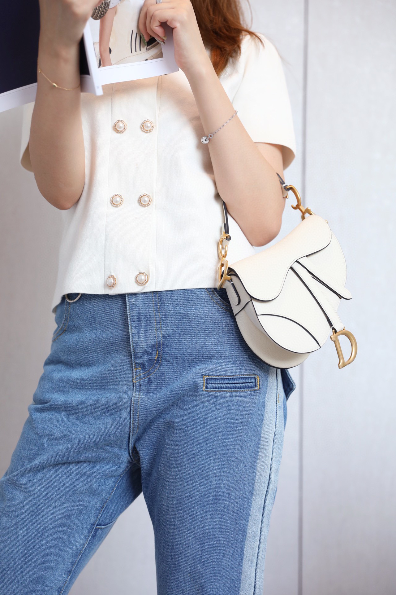 DIOR Mini SADDLE BAG Latte Grained Calfskin