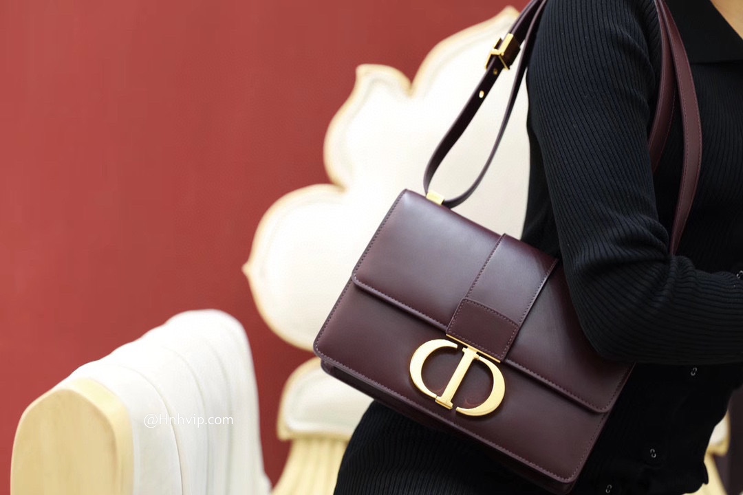 DIOR 30 MONTAIGNE BAG Burgundy Box Calfskin