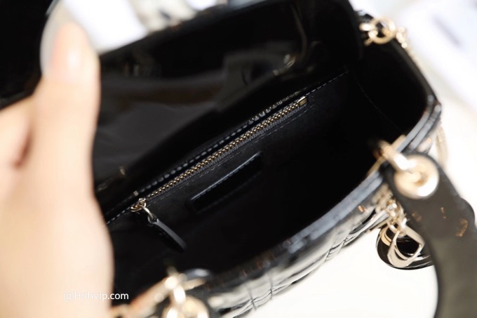 MINI LADY DIOR BAG Black Patent Cannage Calfskin