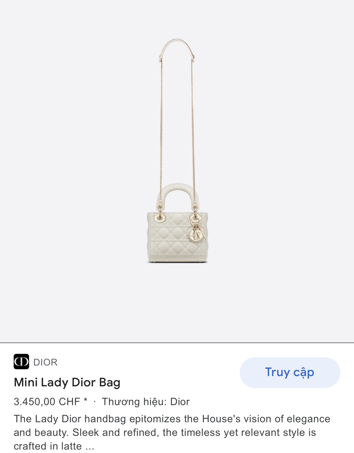 MINI LADY DIOR BAG Latte Cannage Lambskin