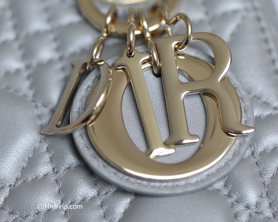 MINI LADY DIOR BAG Gray Opaline Beaded Cannage Lambskin