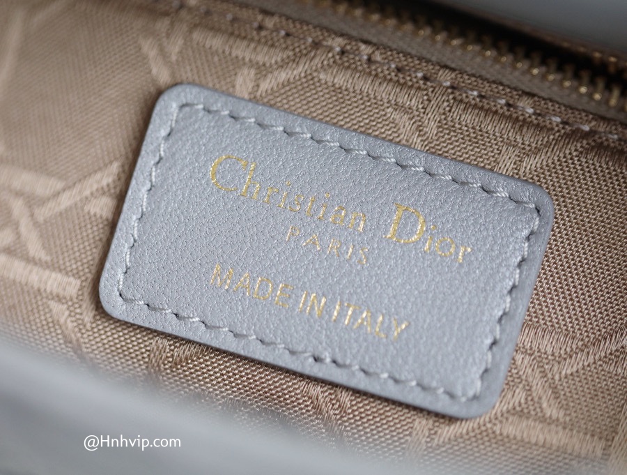 MINI LADY DIOR BAG Gray Opaline Beaded Cannage Lambskin