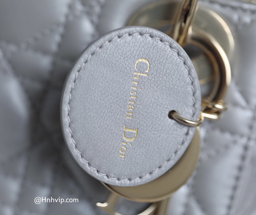 MINI LADY DIOR BAG Gray Opaline Beaded Cannage Lambskin