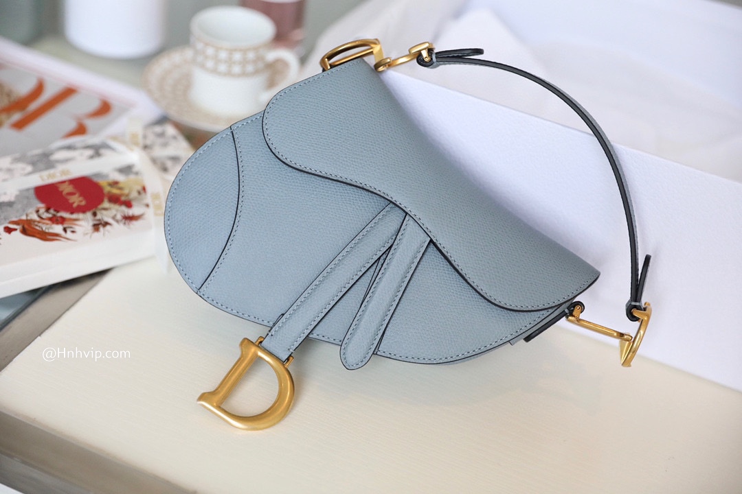 DIOR Mini SADDLE BAG Denim Blue Grained Calfskin