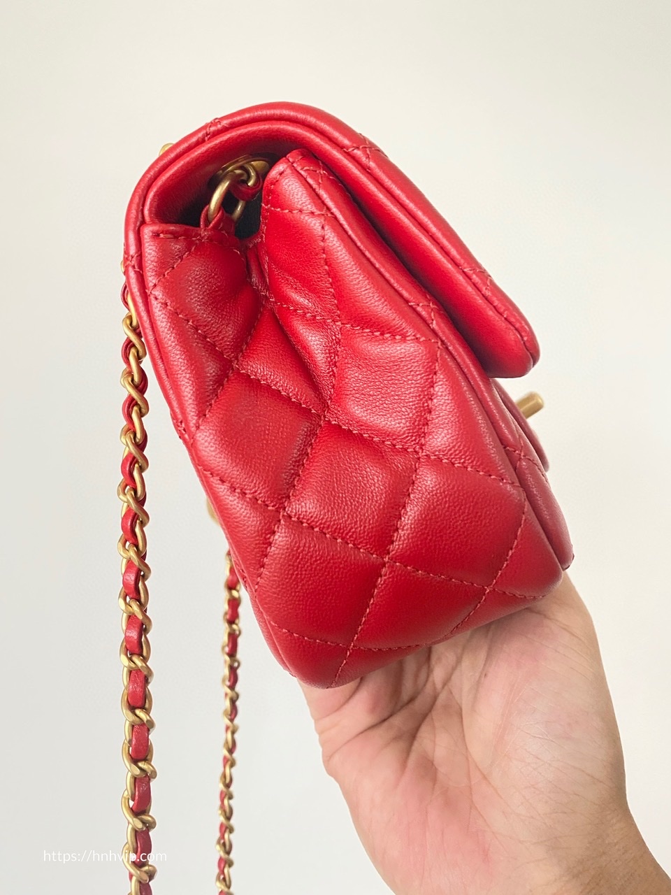 Chanel Classic Flap Runway Square Mini Pearl Crush Lambskin Leather