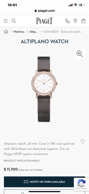 Piaget Altiplano Diamonds Quartz G0A36534 24mm