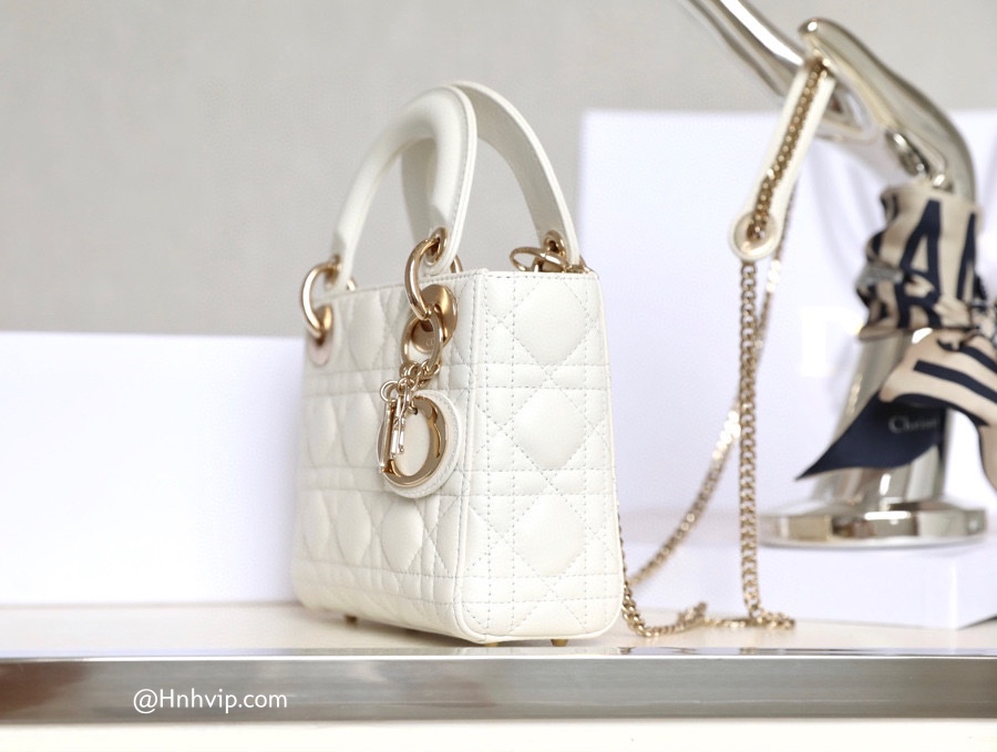 MINI LADY DIOR BAG Latte Cannage Lambskin