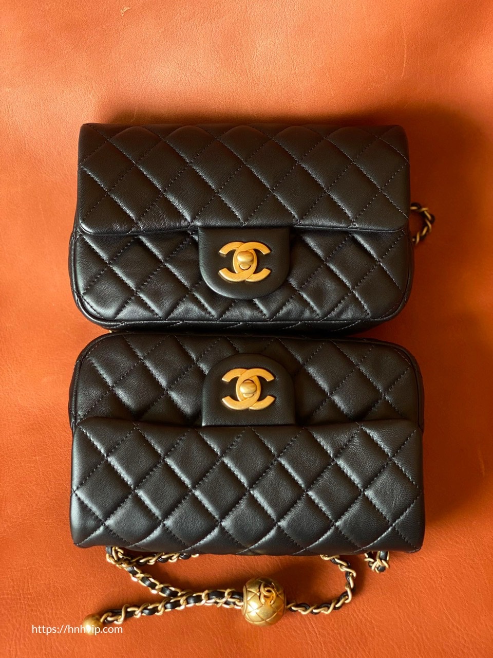 Chanel Classic Flap Runway Square small Pearl Crush Lambskin Leather