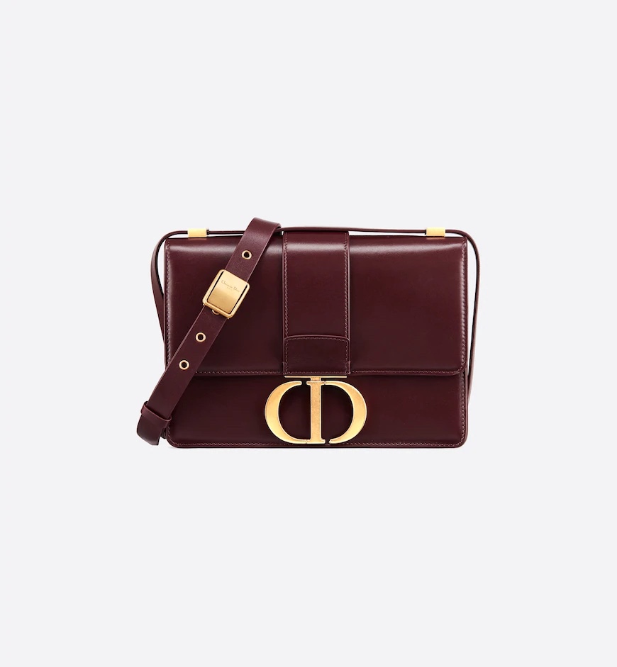 DIOR 30 MONTAIGNE BAG Burgundy Box Calfskin