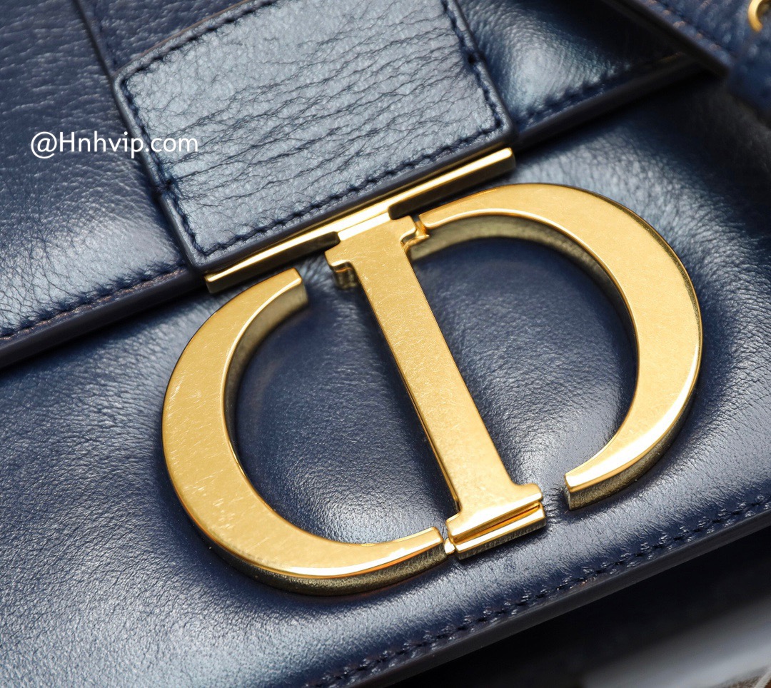 DIOR Indigo blBlue 30 Montaigne Shiny Crinkled Lambskin Flap Bag