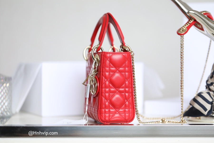 MINI LADY DIOR BAG Cloud Red Cannage Lambskin