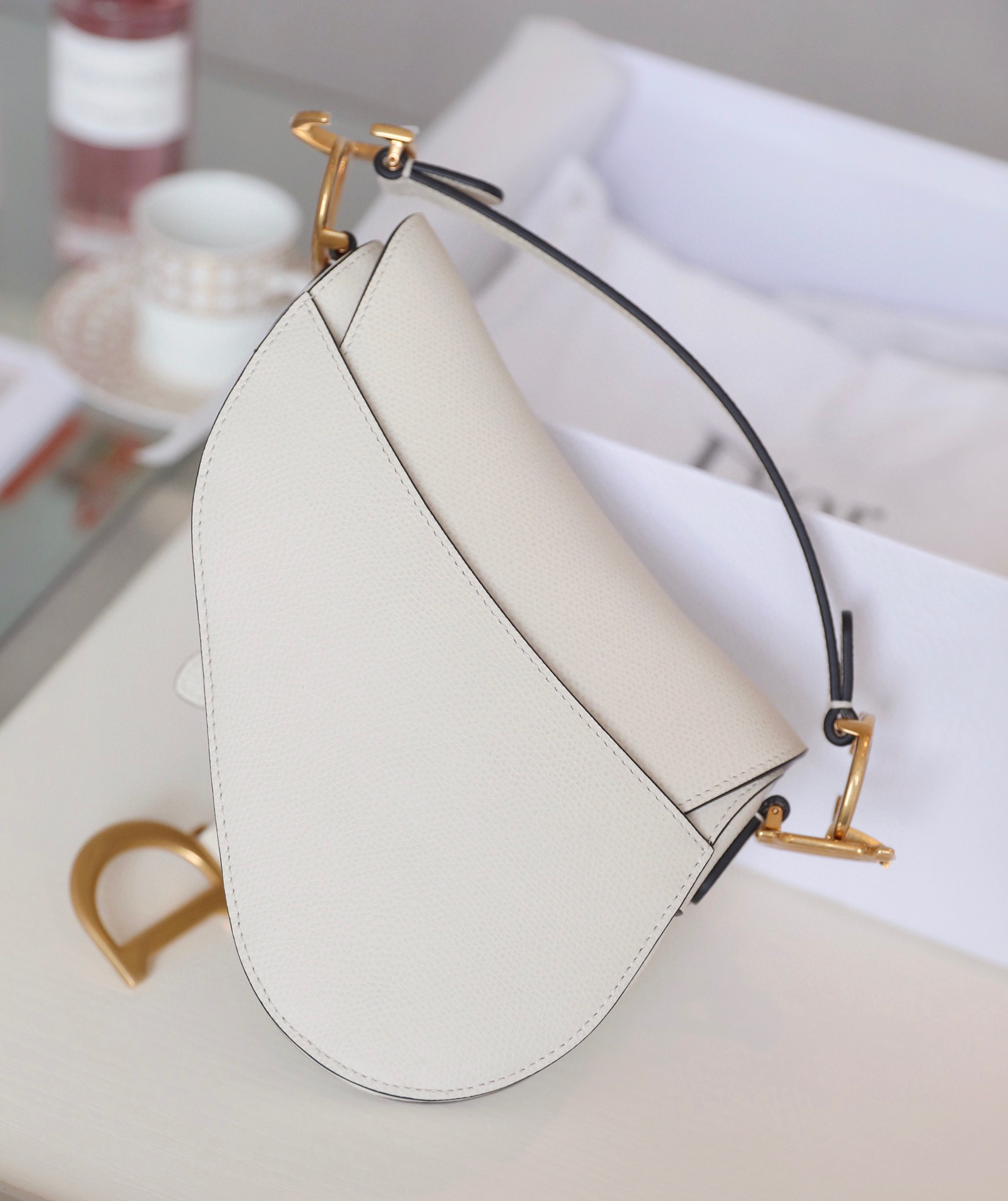 DIOR Mini SADDLE BAG Latte Grained Calfskin
