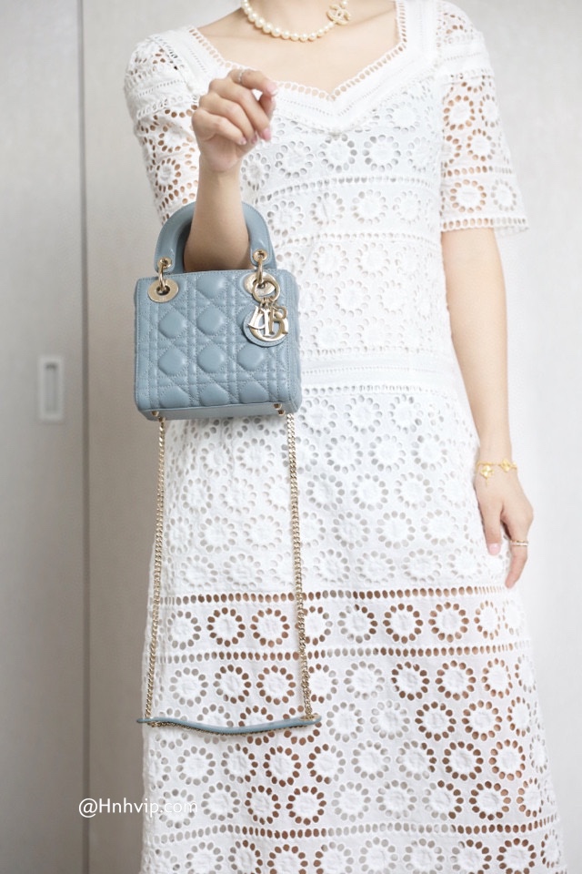 MINI LADY DIOR BAG Cloud Blue Cannage Lambskin