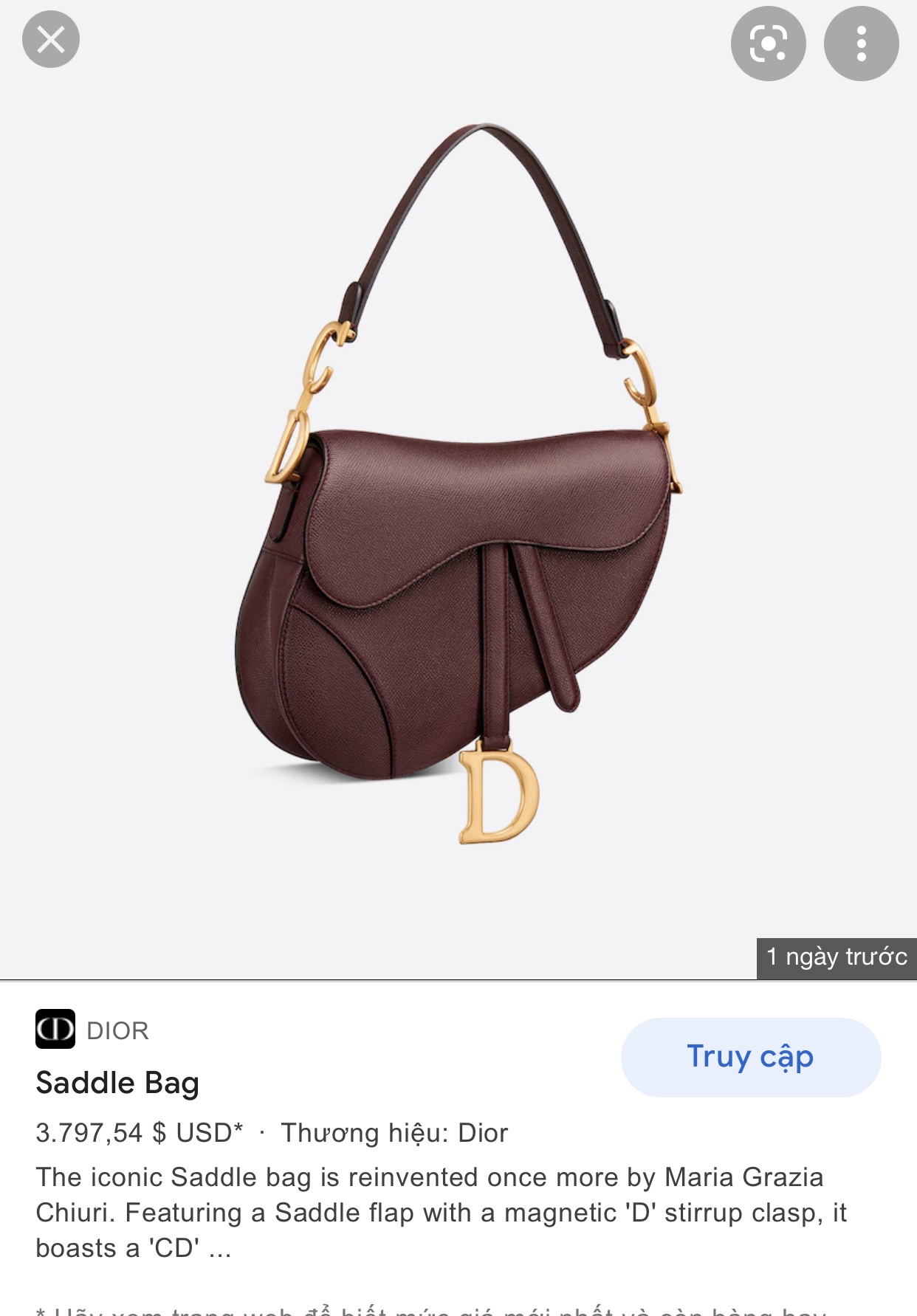DIOR Mini SADDLE BAG Amaranth Grained Calfskin