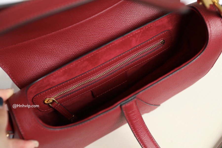 DIOR SADDLE BAG Cherry Red Grained Calfskin