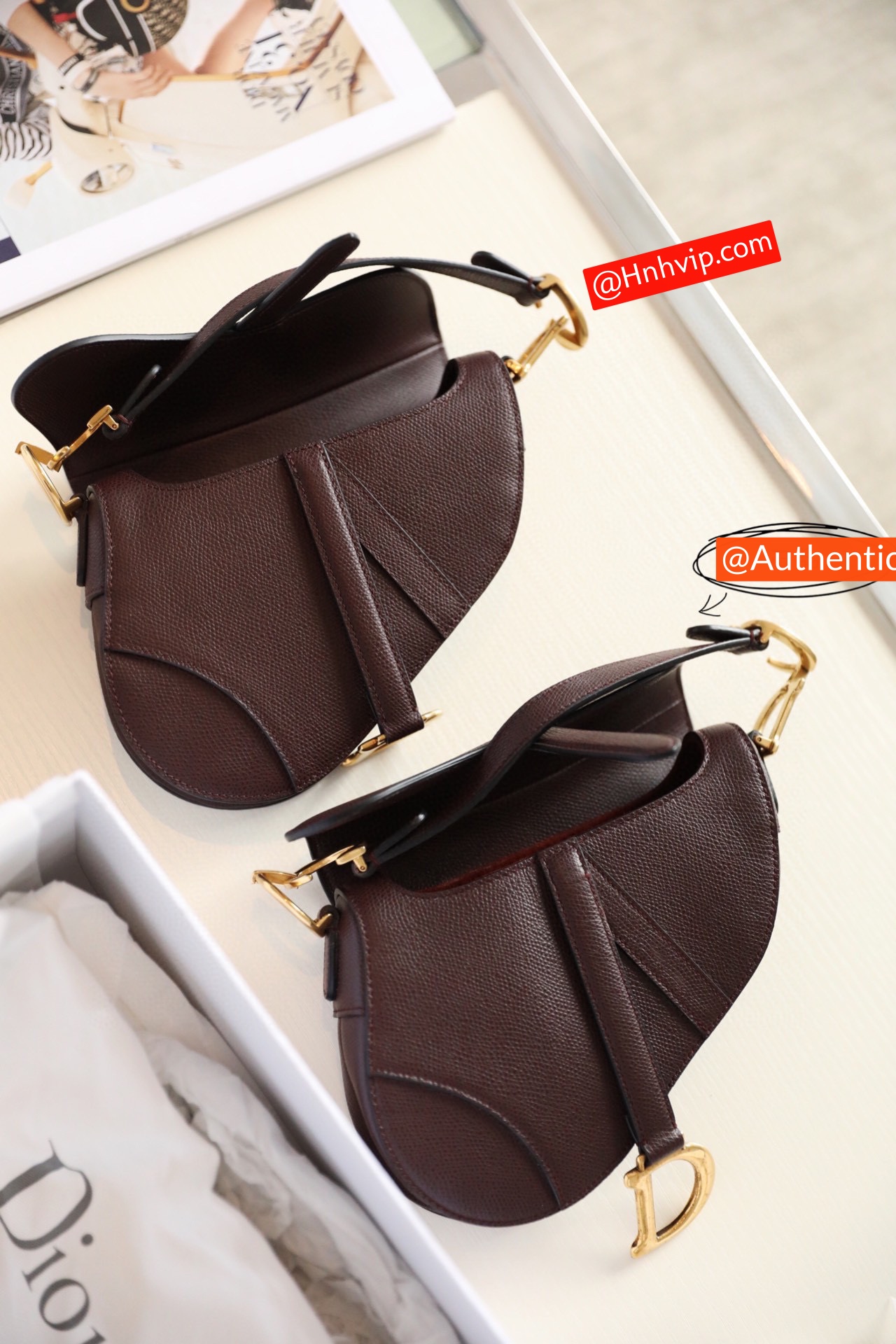 DIOR Mini SADDLE BAG Amaranth Grained Calfskin