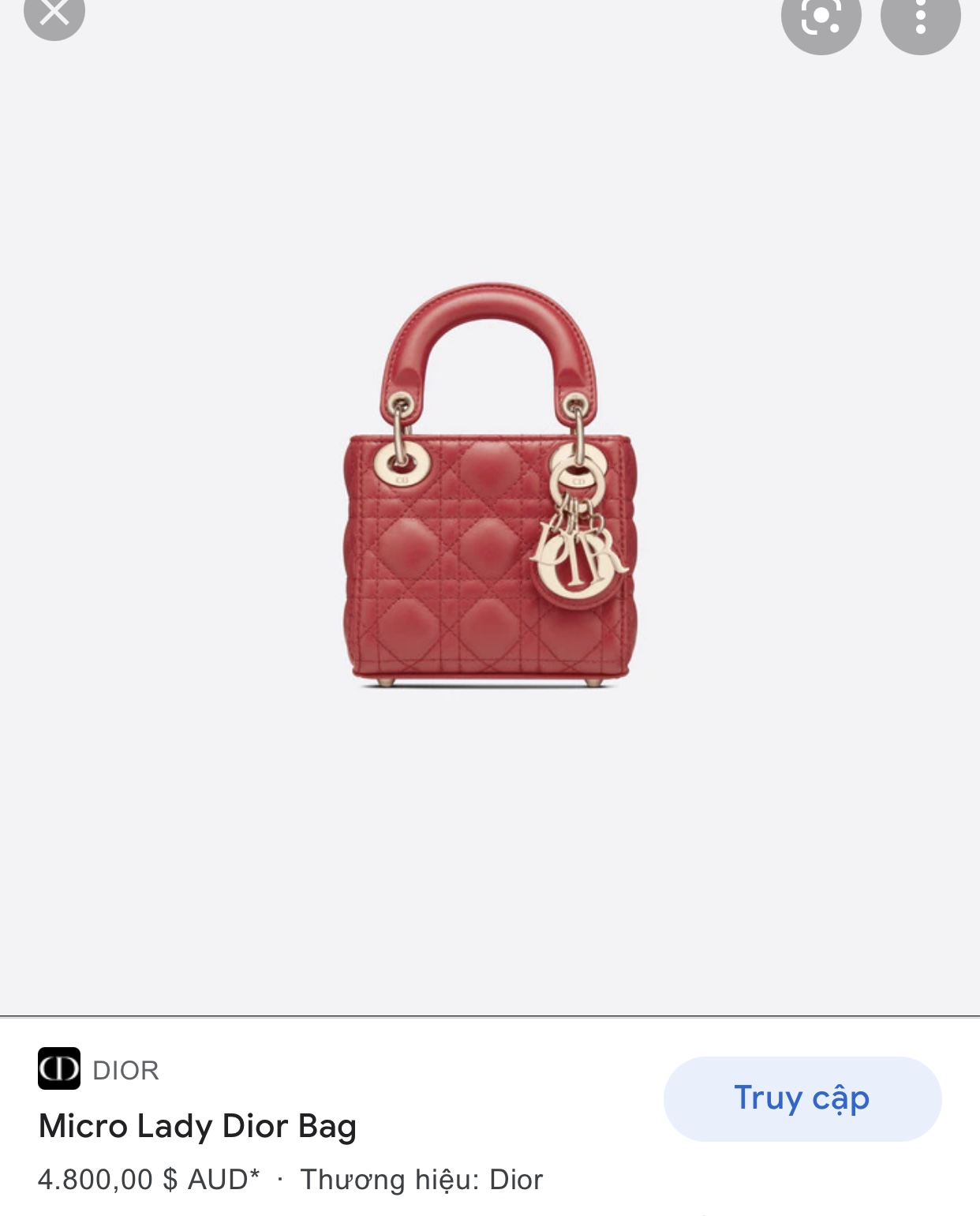 MINI LADY DIOR BAG Cloud Red Cannage Lambskin