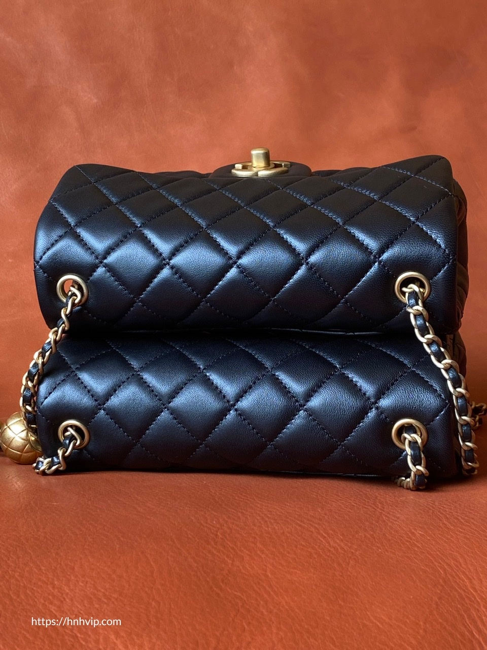 Chanel Classic Flap Runway Square small Pearl Crush Lambskin Leather