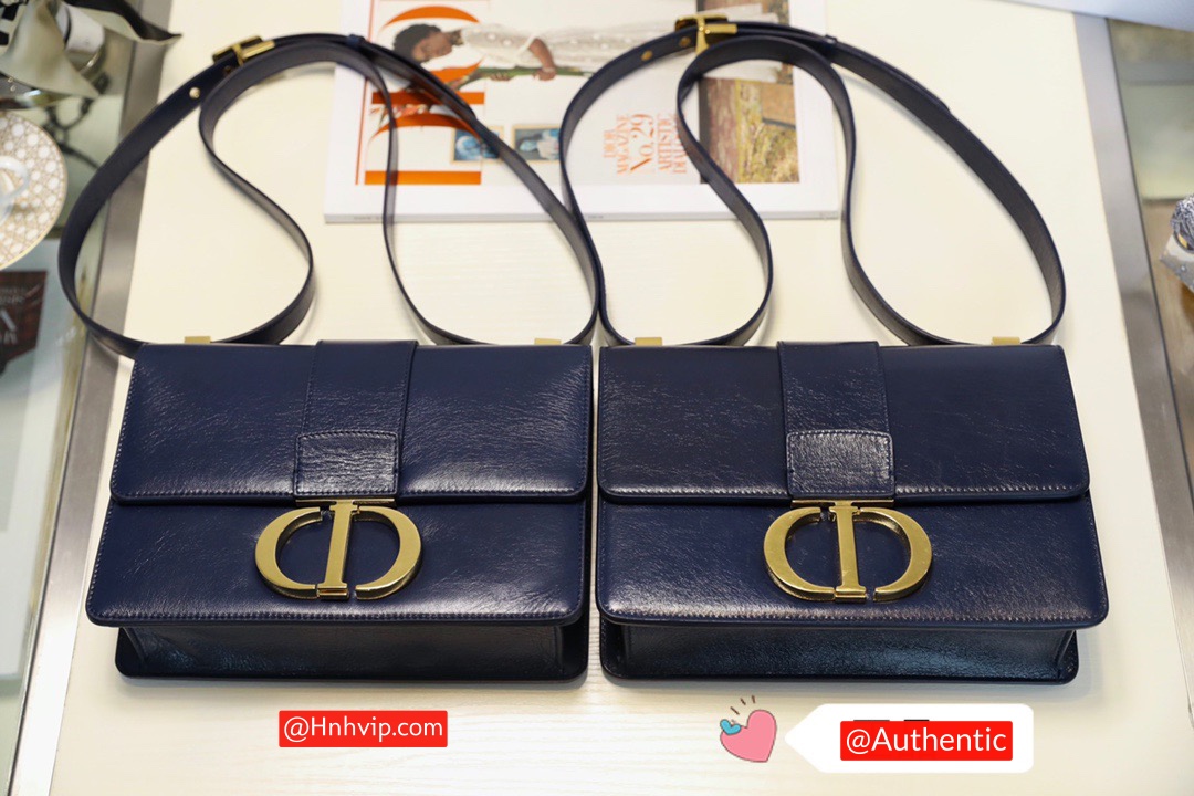 DIOR Indigo blBlue 30 Montaigne Shiny Crinkled Lambskin Flap Bag