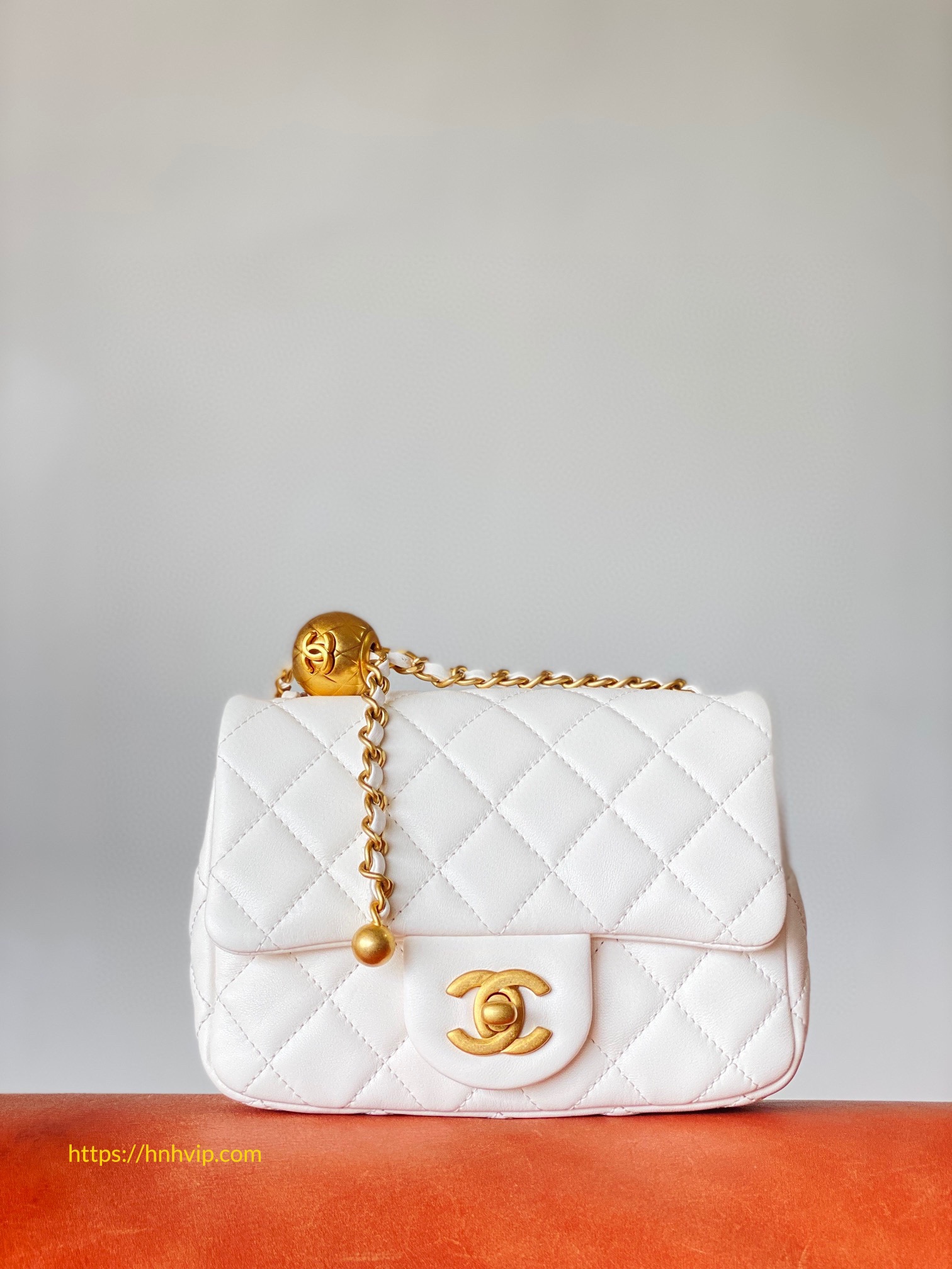 Chanel Classic Flap Runway Square Mini Pearl Crush Lambskin Leather