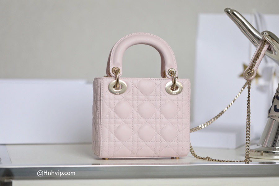 Small Lady Dior My ABCDior Bag Rani Pink Cannage Lambskin  DIOR