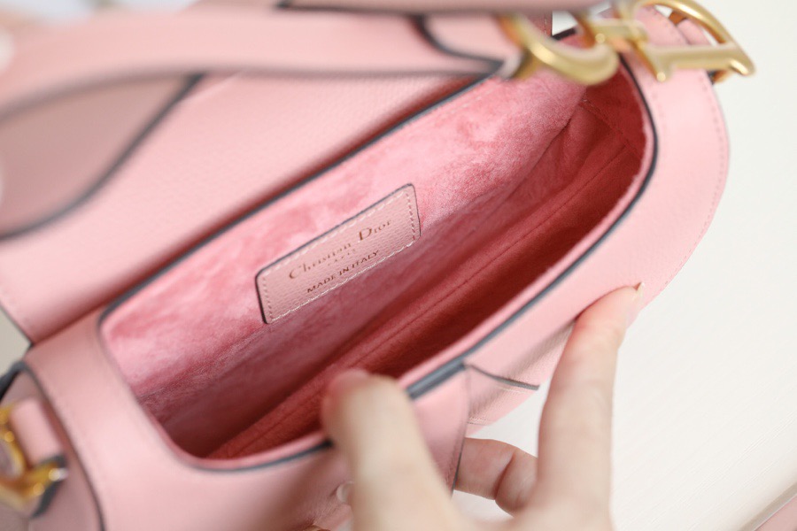 DIOR Mini SADDLE BAG Pink Grained Calfskin