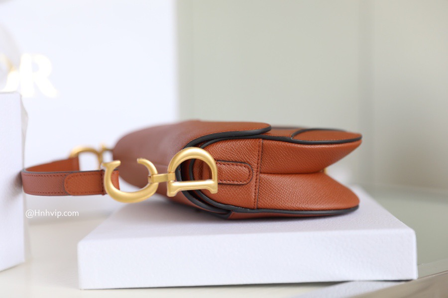 DIOR Mini SADDLE BAG Dark Tan Grained Calfskin