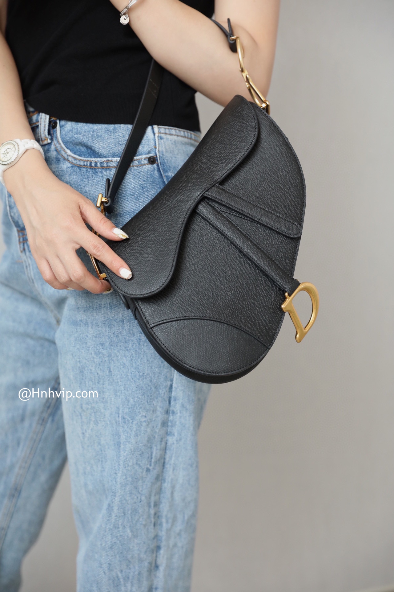 DIOR SADDLE BAG Black Grained Calfskin