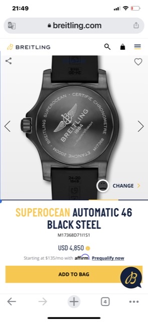 Breitling SUPEROCEAN AUTOMATIC 46 BLACK STEEL