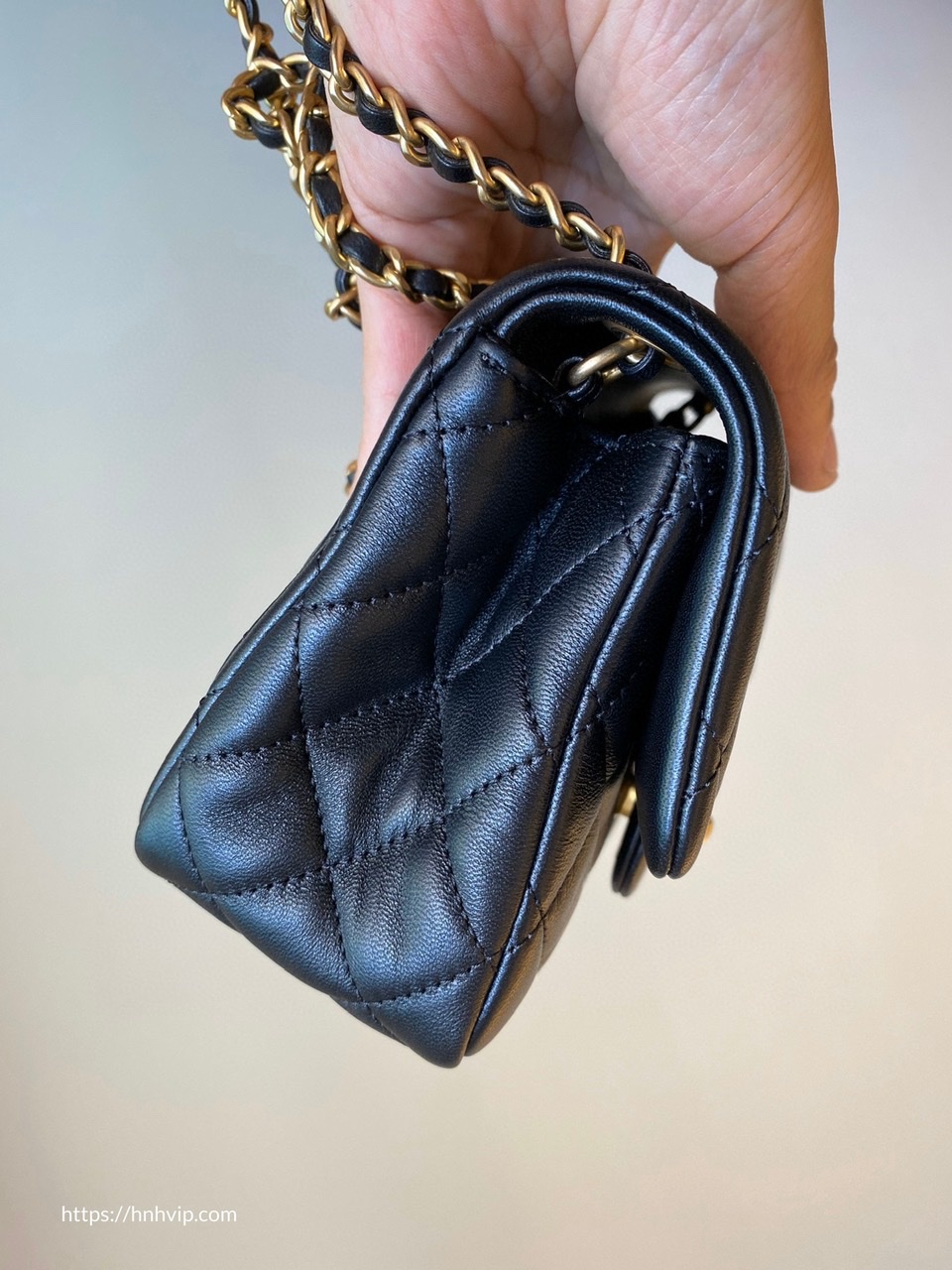 Chanel Classic Flap Runway Square Mini Pearl Crush Lambskin Leather