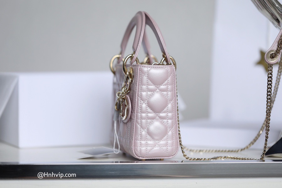 MINI LADY DIOR BAG Lotus-Colored Beaded Cannage Lambskin
